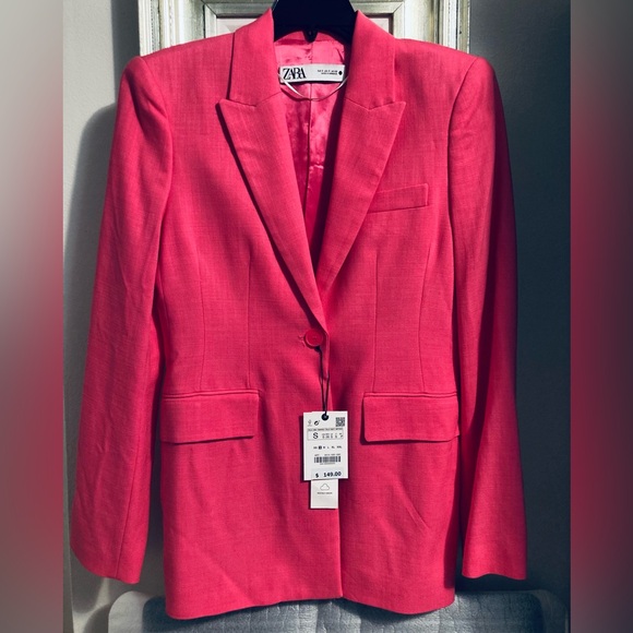 Zara FITTED BLAZER WITH POCKETS in PINK - Picture 14 of 16